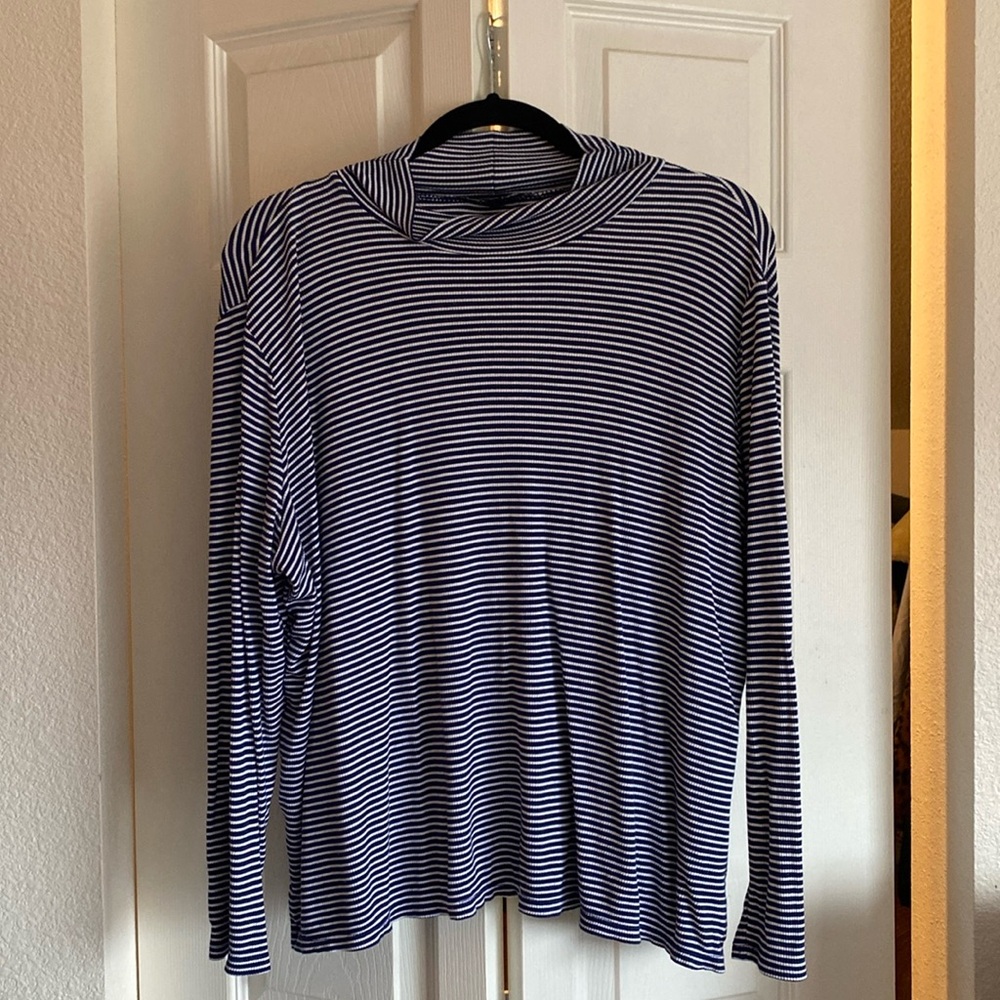 Striped Mock Neck Long Sleeve Shirt